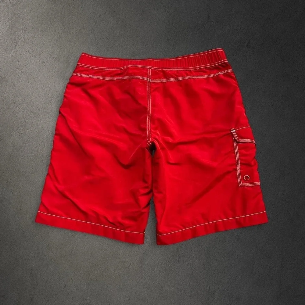 Y2K 2000s Baggy Grunge Indie Surf Skater Hip Hop Embroidered Red Board Shorts